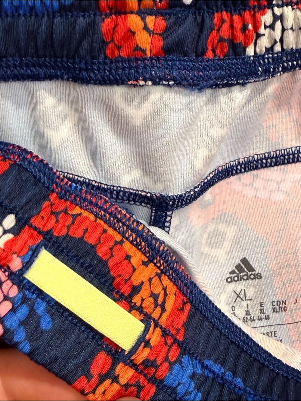 adidas x FARM Rio Women's Brazil Floral Print Athletic Shorts with Neon Stripe - Picture 6 of 6